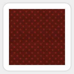 Red Christmas Stars on Dark Red Burlap Cloth Sticker